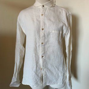 TECHIN LINEN BUTTON DOWN SHIRT SIZE S WOMEN'S 100% LINEN IVORY